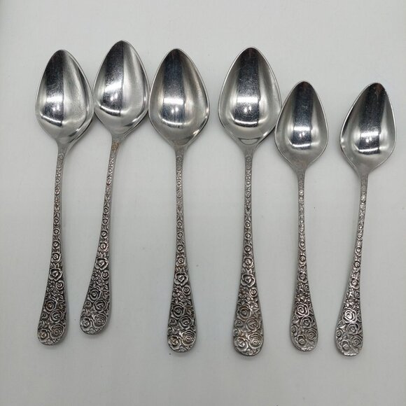 Vintage EPIC Stainless Flatware 4 Serving & 2 Dinner Spoons Lot Of 6 EPS18 - Picture 8 of 8